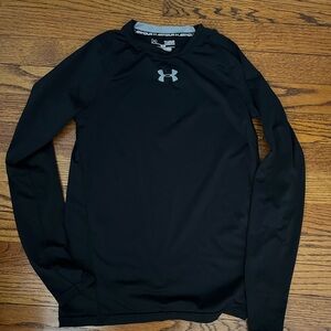 Youth boys long sleeve Under Armour top - black - moisture wicking size lg